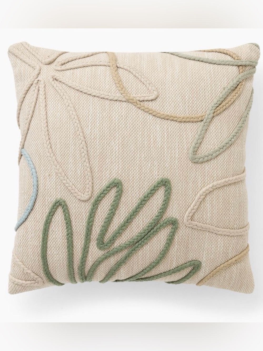 West Elm Indoor/Outdoor Linework Botannical Pillow, 20”, LIKE NEW